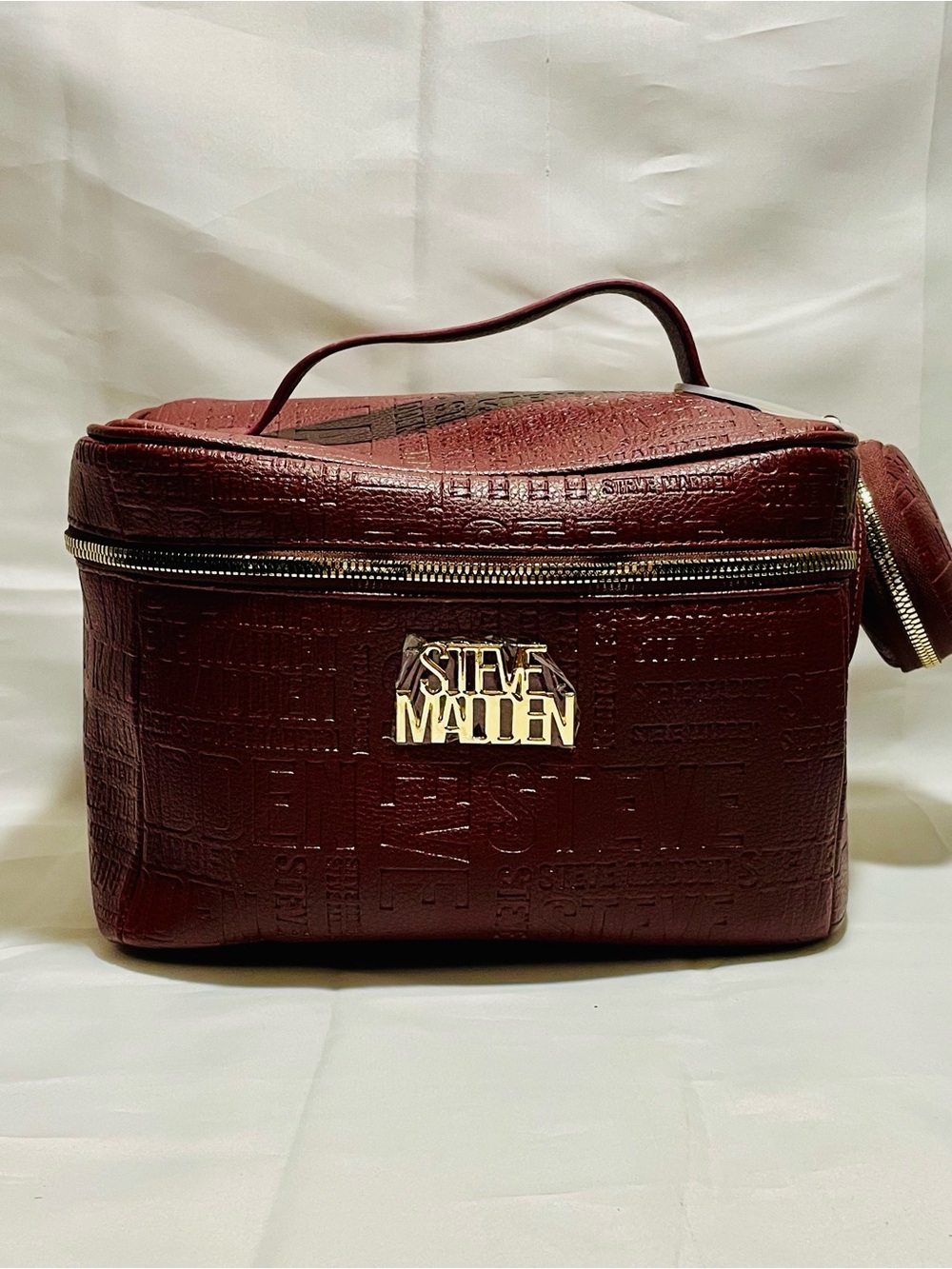 Steve Madden Logo Embossed Train Case Makeup Bag with Detachable Pouch, NWT - Picture 2 of 16